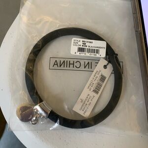 Alaia Black and Silver Rubber Bracelet with Metal Charm